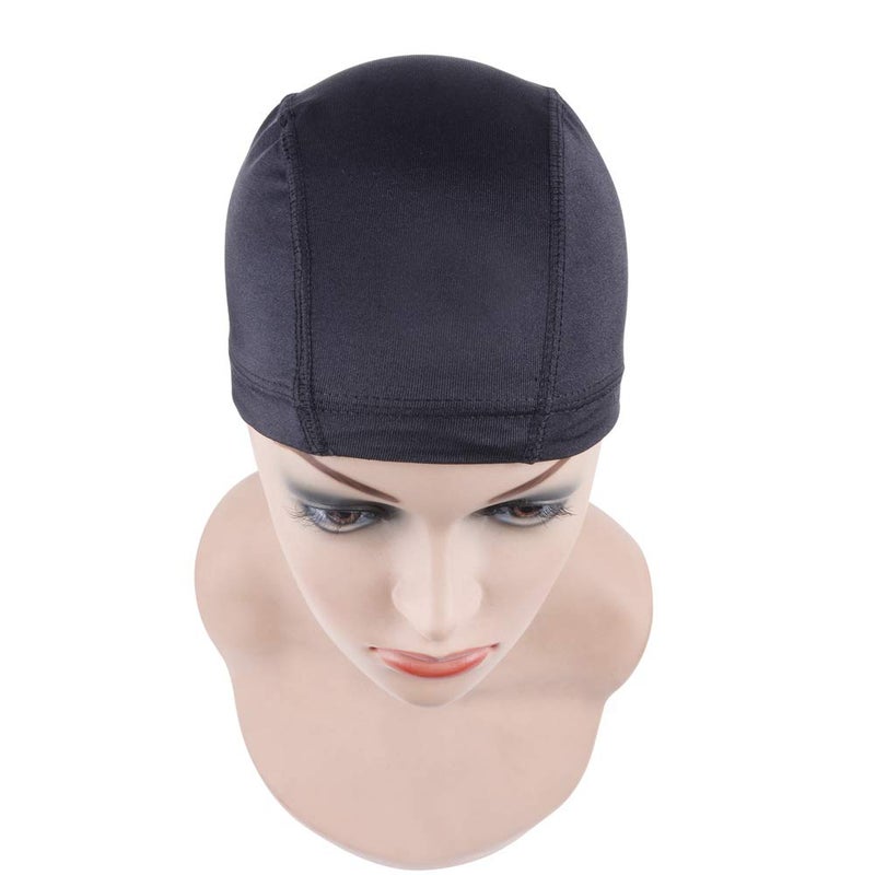 YANTAISIYU 5 Pcs/Lot Black Dome Cap Wig Caps Stretchy Wig Cap with Wide Elastic Band for Making Wig (Dome Cap L) - Image 5